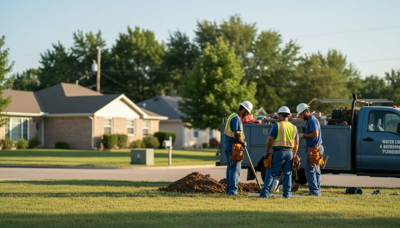 Residential water line and bathroom plumbing service in Lampe, MO
